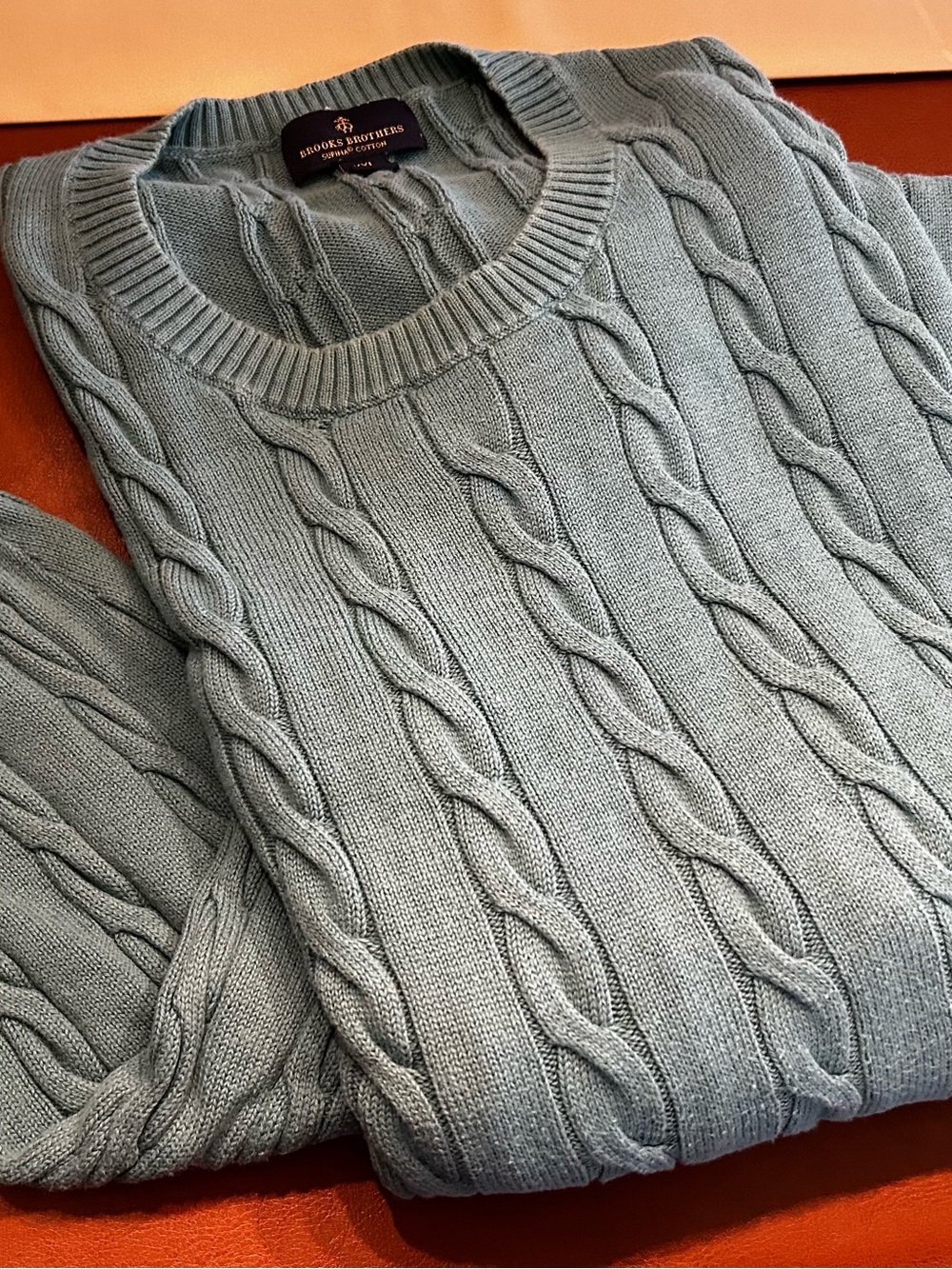 Brooks Brothers Men’s Cable Crewneck Sweater - Seafoam Green